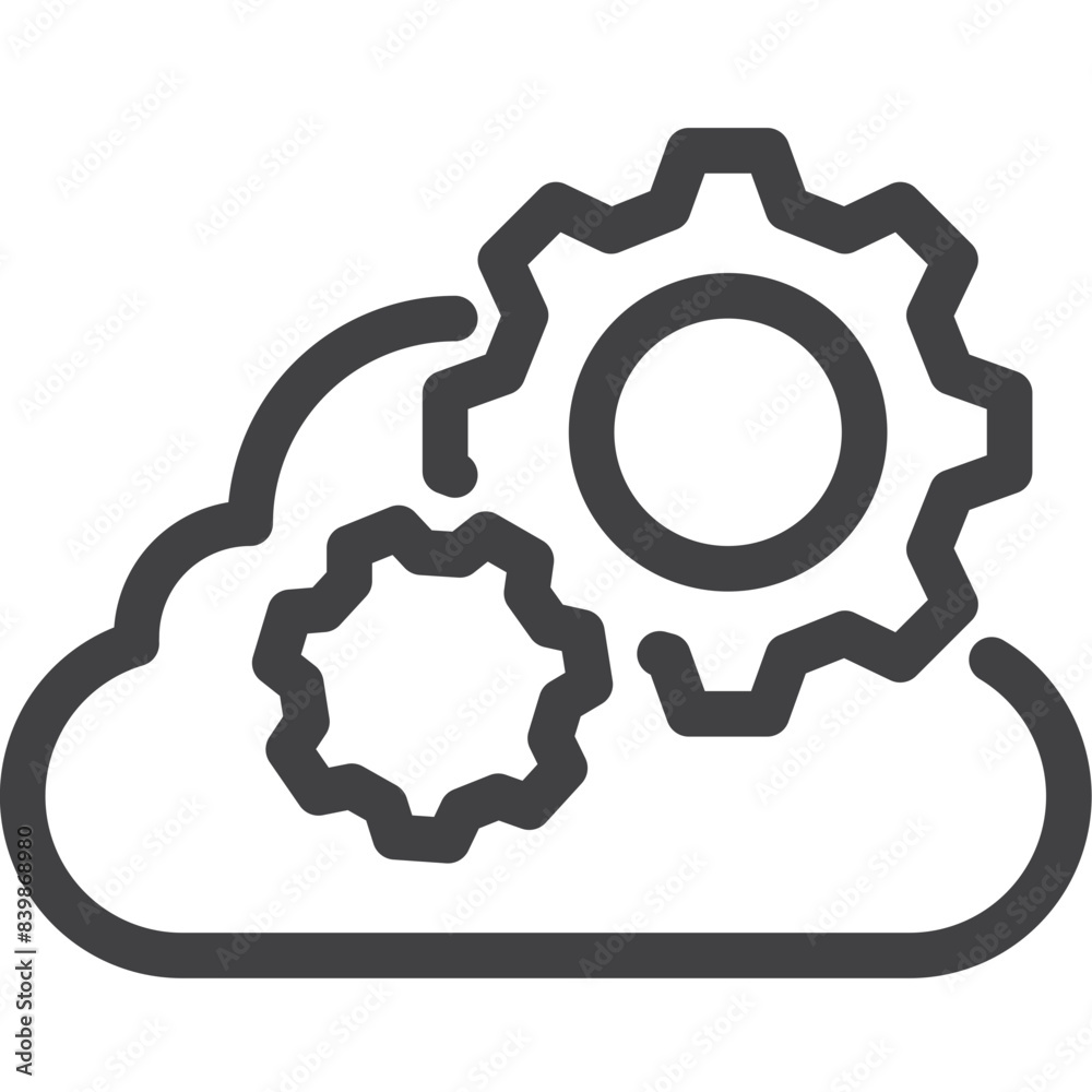 Cloud setting outline icon on white background Cloud setting outline icon on white background