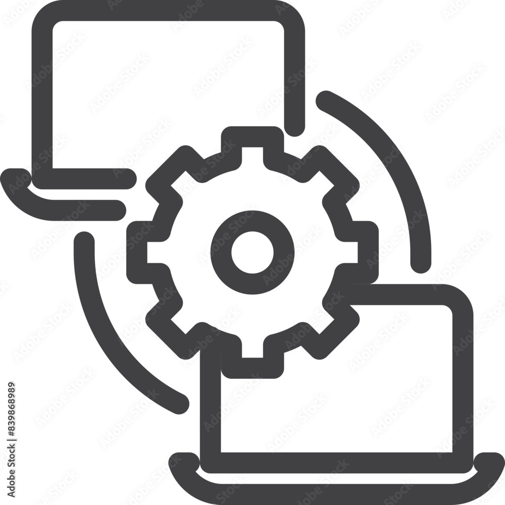 Laptop process outline icon on white background Laptop process outline icon on white background