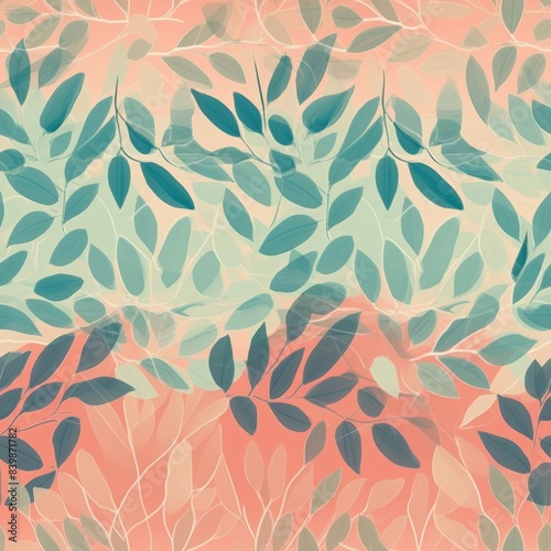 small leaf pattern pastel colours solid colour in background
