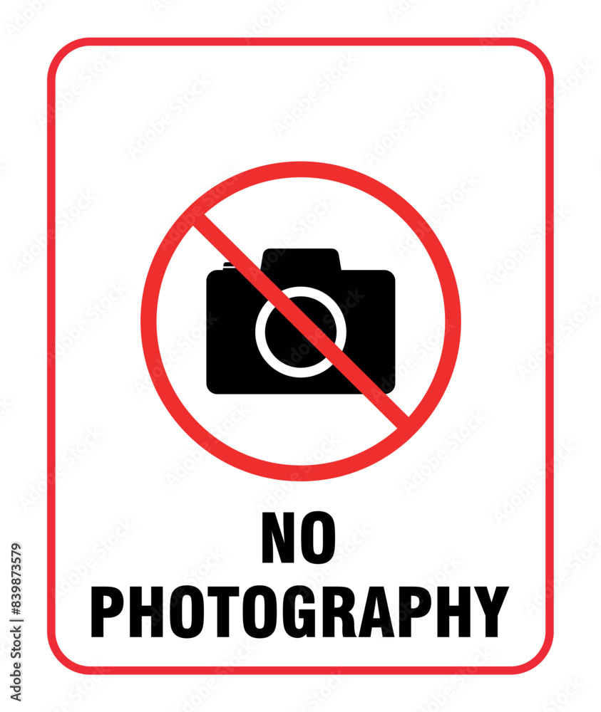 No Photography Sign Sticker Vector Isolated On a White Background No Photography Sign Sticker Vector Isolated On a White Background