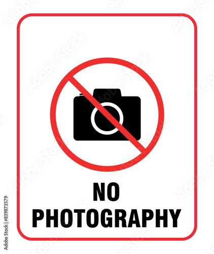 No Photography Sign Sticker Vector Isolated On a White Background