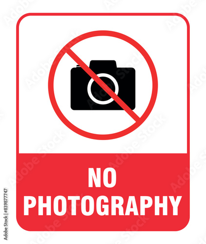 No Photography Sign Sticker Vector Isolated On a White Background