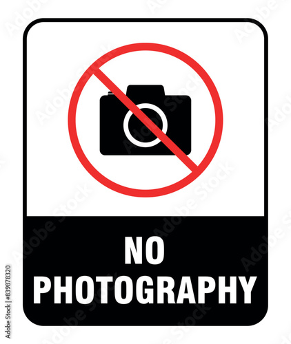 No Photography Sign Sticker Vector Isolated On a White Background