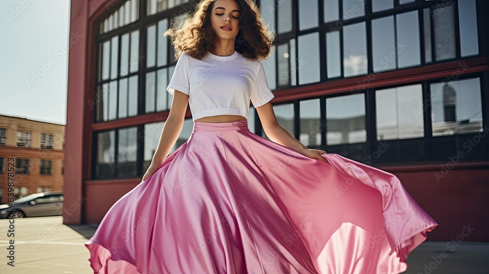 Fototapeta premium twirling pink satin skirt