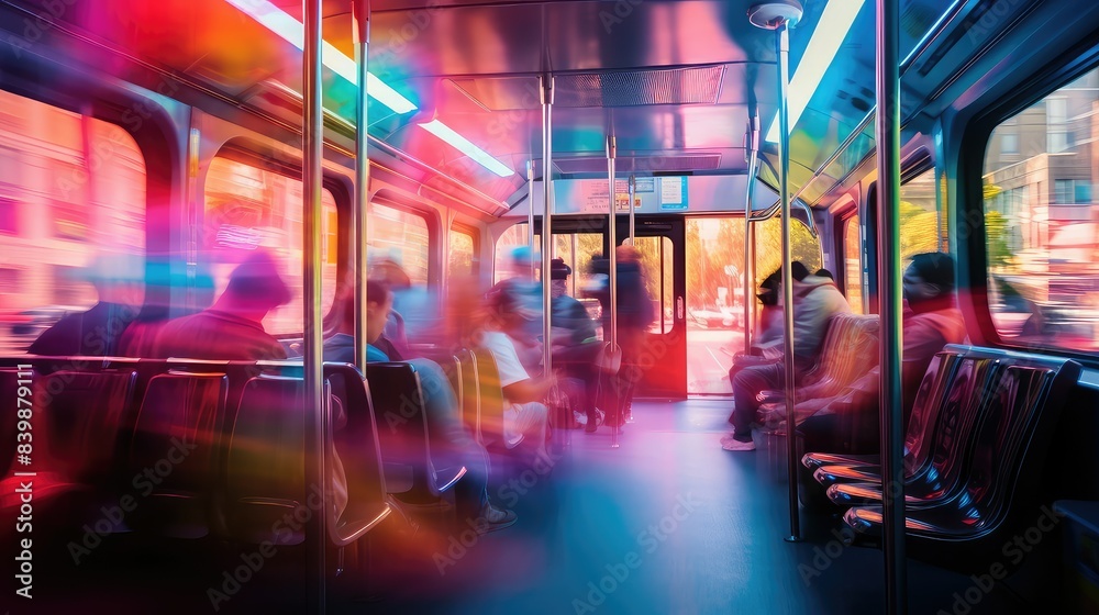 motion blurred city bus interior motion blurred city bus interior