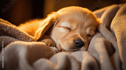 asleep golden retreiver puppy