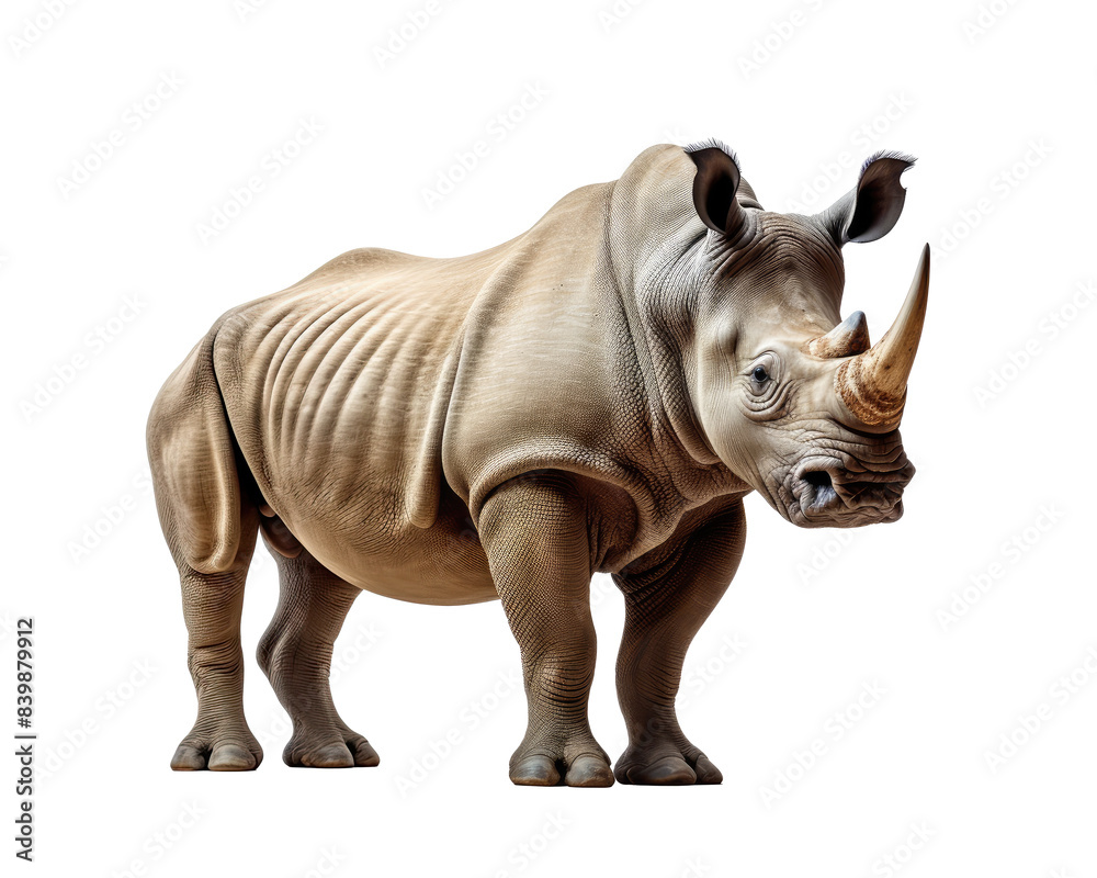 Fototapeta premium a rhinoceros jumping on transparent background with PNG file