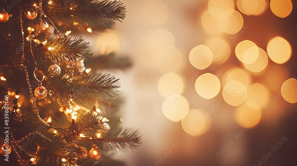 Fototapeta premium tree christmas lights bokeh