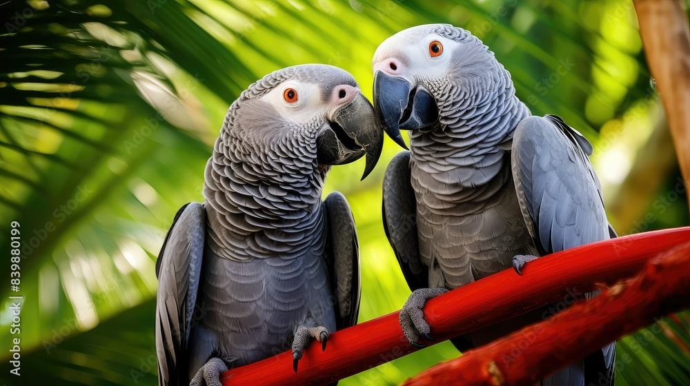 Obraz premium playful african gray parrot