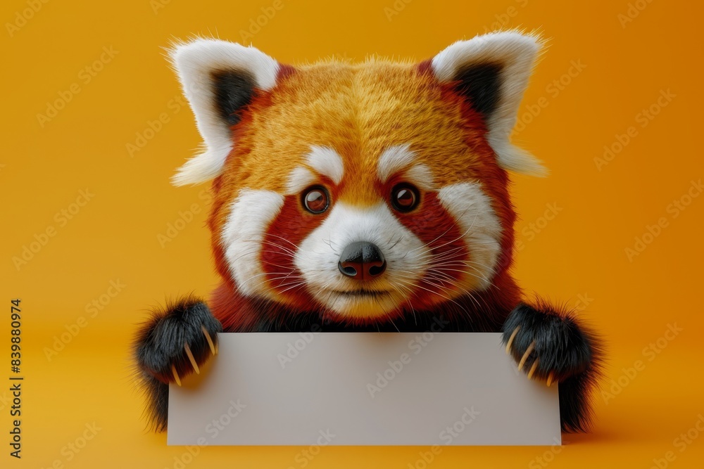 A stuffed animal, a panda bear, is holding a white piece of paper A stuffed animal, a panda bear, is holding a white piece of paper