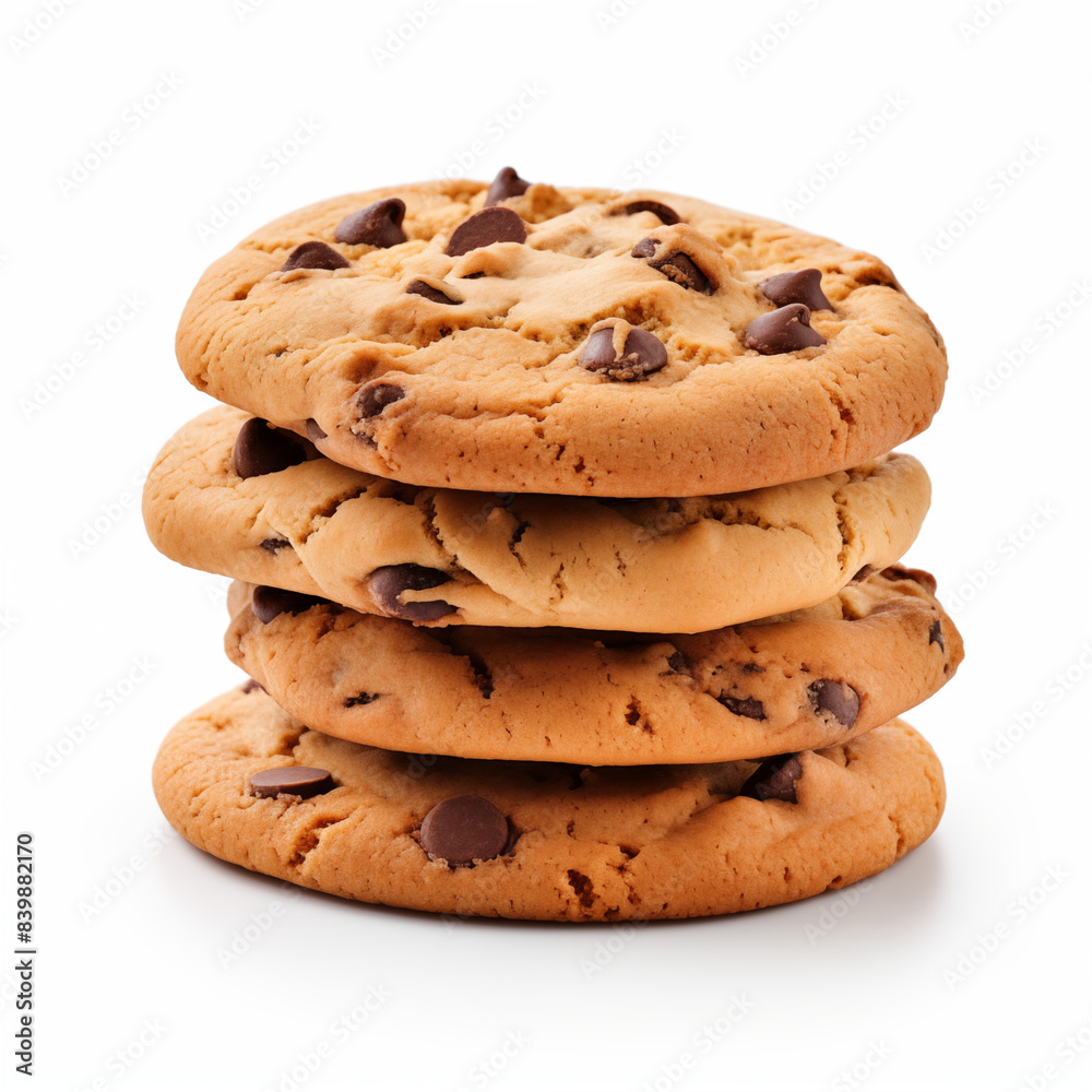 stack of chocolate chip cookies isolated on white stack of chocolate chip cookies isolated on white