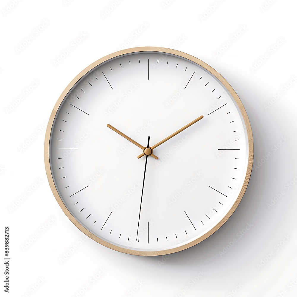 A realistic photo of a wall clock with business time management on a white background, symbolizing efficiency and productivity A realistic photo of a wall clock with business time management on a white background, symbolizing efficiency and productivity