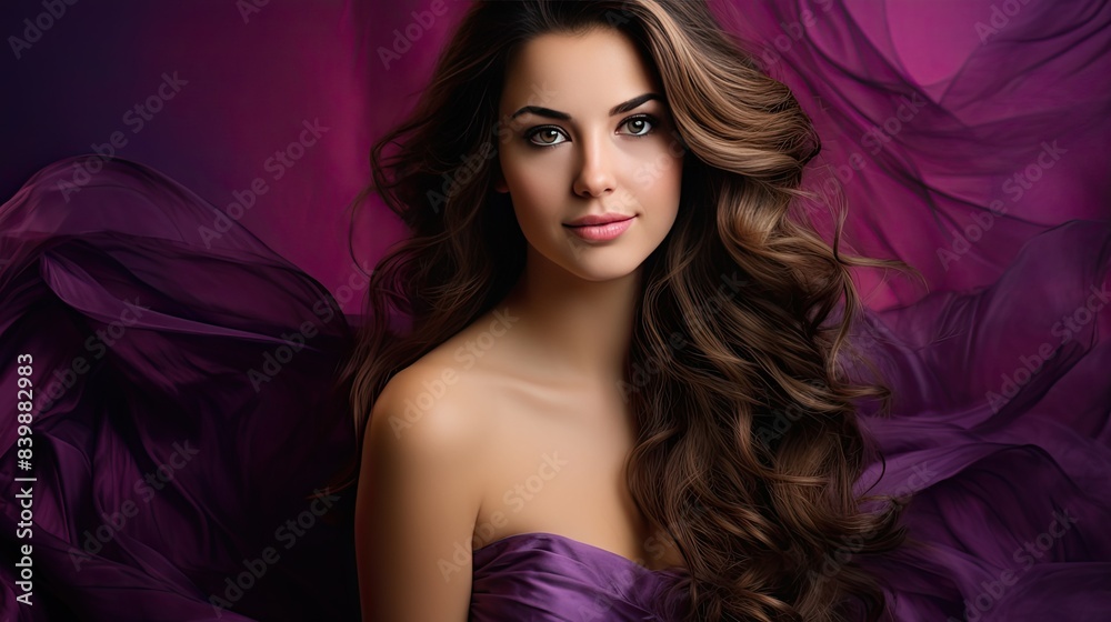 Fototapeta premium hair woman purple background