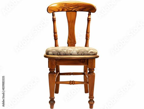 wooden chair with fabric seat, top