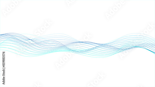 abstract vector blue wave melody lines on white background. Abstract vector background with blue wavy lines. Blue wave background. Blue lines vector illustration.
