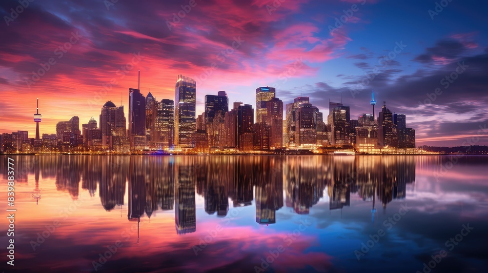 Fototapeta premium skyline pink and blue
