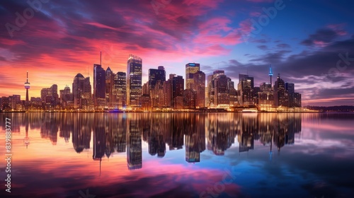 skyline pink and blue © vectorwin