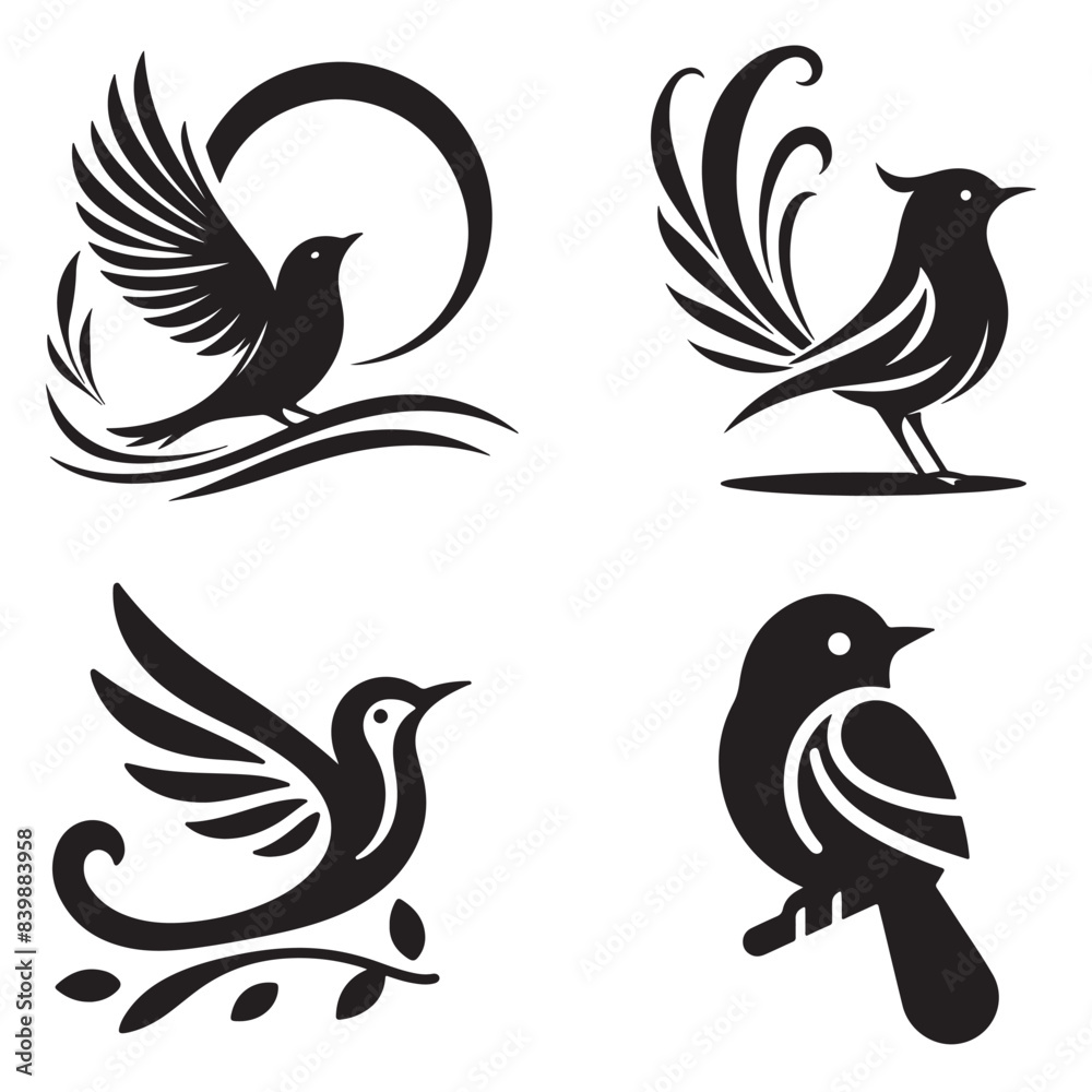 Vector silhouettes of Bird Set Vector silhouettes of Bird Set