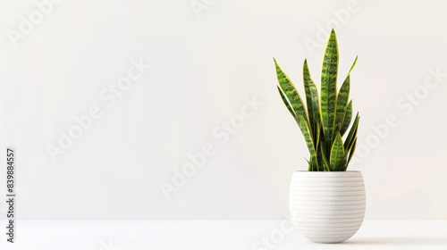Snake plant in a tall ceramic pot