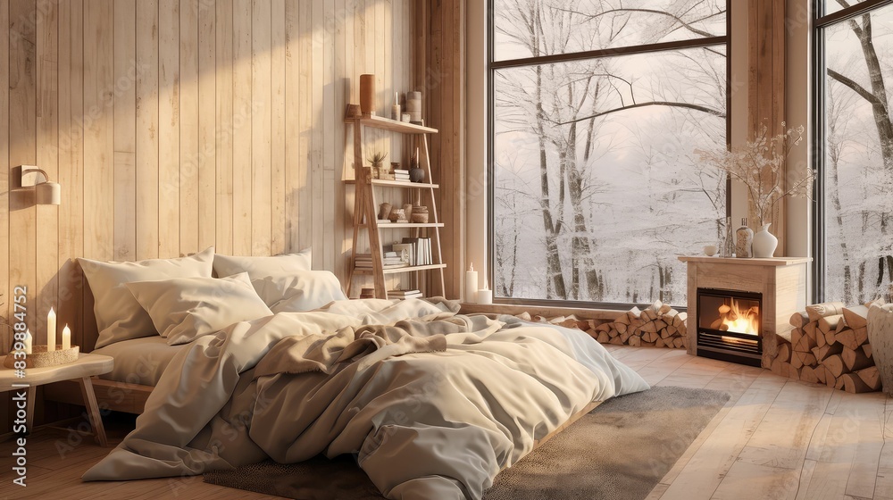 Fototapeta premium curtains blurred interior design rustic