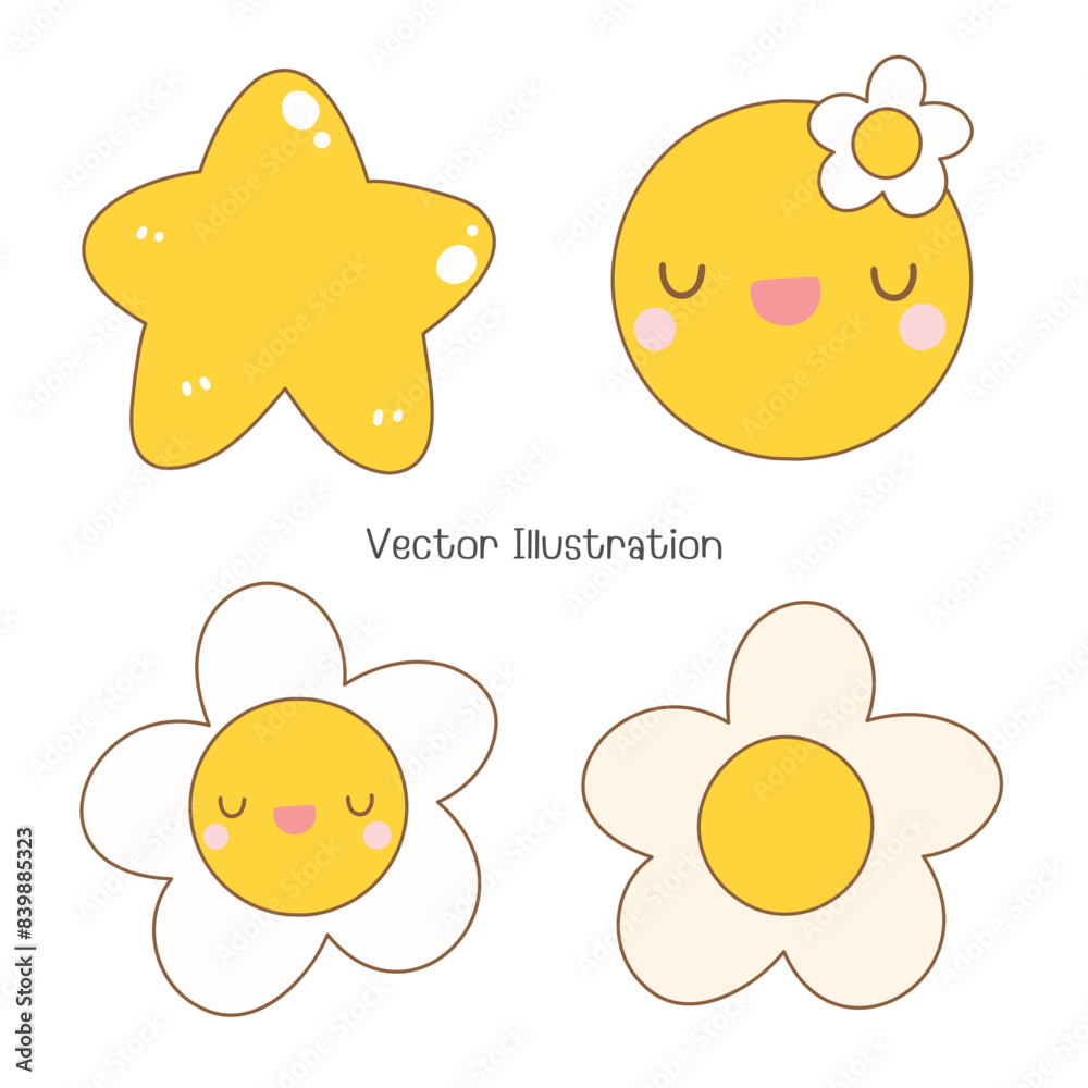 Groovy Back to School, Cute Stationary, Vector illustration Groovy Back to School, Cute Stationary, Vector illustration