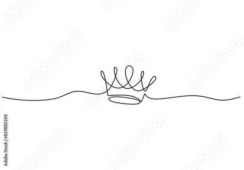 Royal Crown continuous line drawing. Simple king crown outline design concept. Vector illustration.