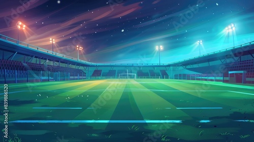 soccer field stadium in night time background