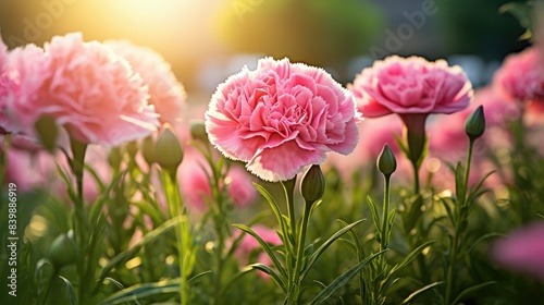 foliage pink carnations