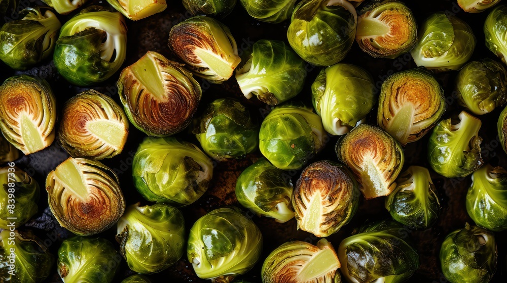 Fototapeta premium brown roasted brussels sprouts