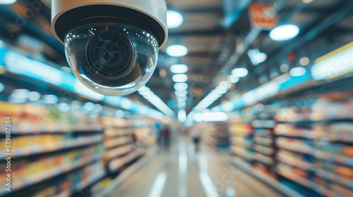 スーパーマーケット内の監視カメラの背景素材