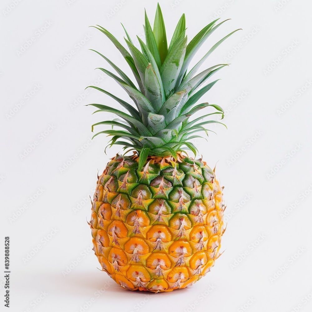 Fototapeta premium Fresh Whole Pineapple Isolated on White Background for Tropical Summer Vibes