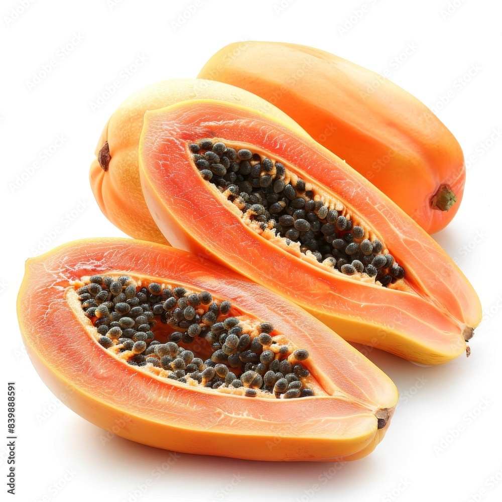 Fresh Papaya Isolated on White Background for Tropical Fruit Concept Fresh Papaya Isolated on White Background for Tropical Fruit Concept