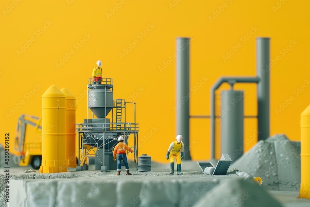 Obraz premium A construction site with a crane and a yellow building