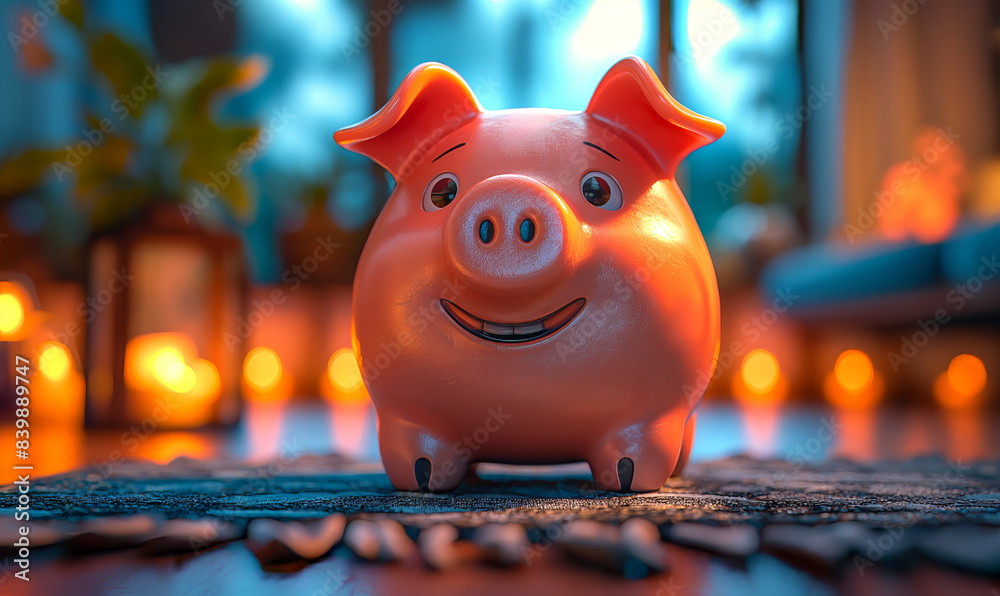 Obraz premium Piggy bank for money on an abstract background.