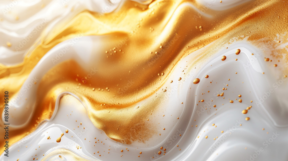 Vibrant abstract fluid art with swirling patterns of gold and white hues creating a dynamic and textured background. Vibrant abstract fluid art with swirling patterns of gold and white hues creating a dynamic and textured background.