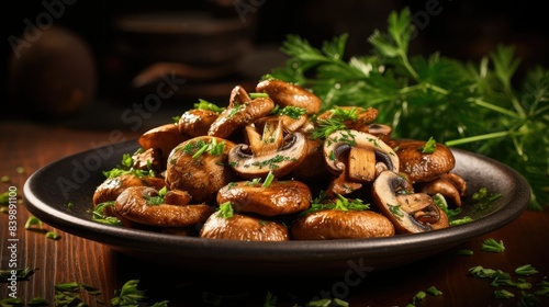 plate object champignon mushroom