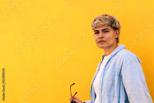 stylish teenager girl with short hair. portrait