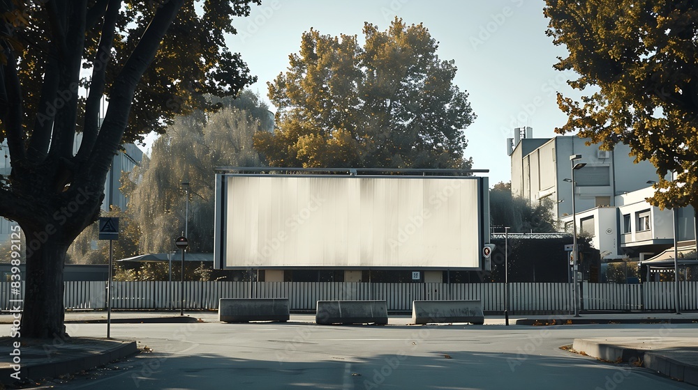 horizontal light gray billboard on the street in good sunny weather : Generative AI horizontal light gray billboard on the street in good sunny weather : Generative AI