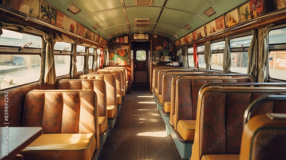 Fototapeta premium retro bus interior