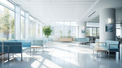 waiting blurred modern hospital interior