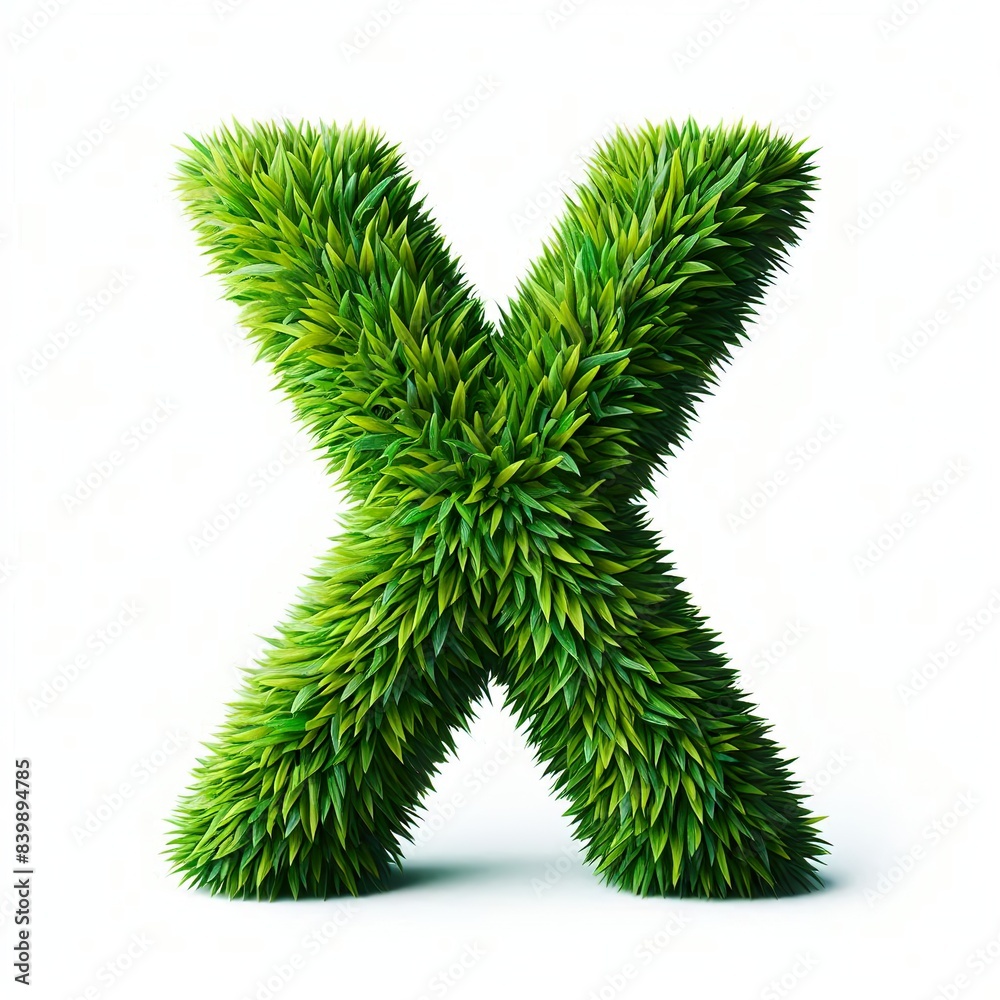 Letter X made out of green grass, white background Letter X made out of green grass, white background
