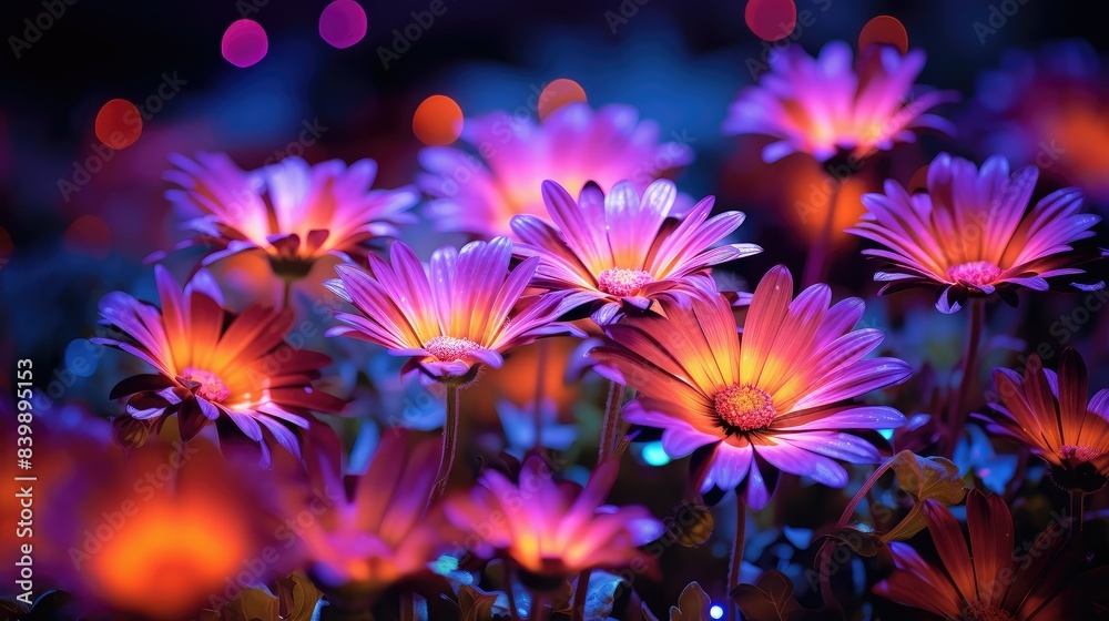 flowers nature neon lights flowers nature neon lights