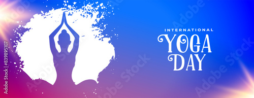international yoga day celebration banner with grungy effect