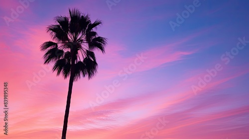 sky palm tree pink photo