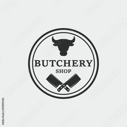 butchery logo vintage vector illustration icon template graphic design