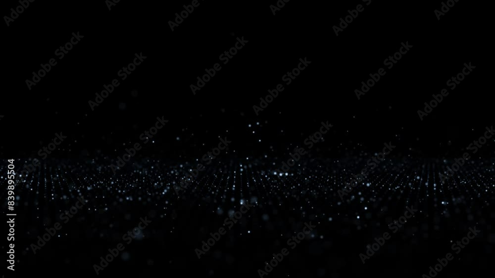 Loop digital dots bouncing on black background.
