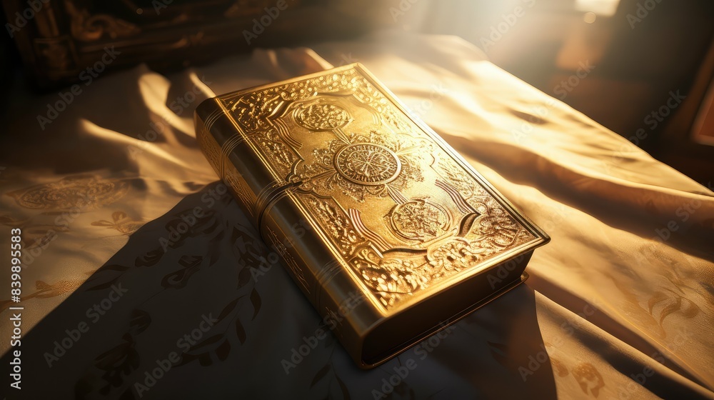 Fototapeta premium cover golden bible