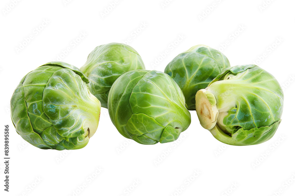 Fototapeta premium Fresh Brussels Sprouts Isometric on white background