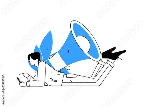 Virtual characters social communication concept business flat vector hand drawn illustration

