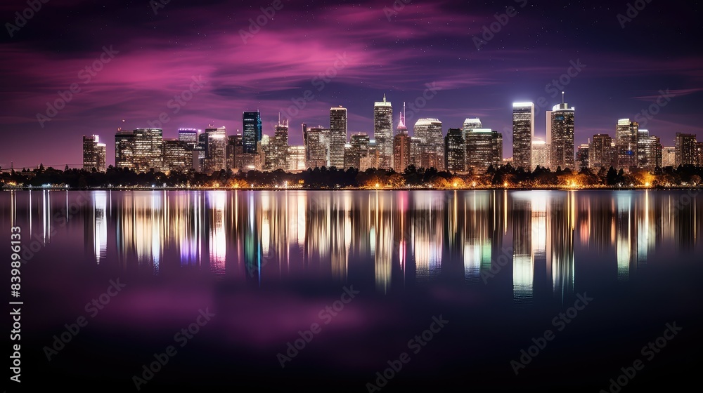 Naklejka premium reflection city lights background